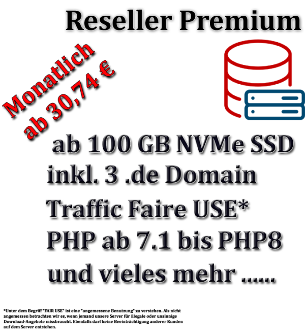 Reseller & Agenturen Premium Hosting Unser Reseller Premium Paket richtet sich speziell an Reseller und Agenturen, die ihre Produkte oder Dienstleistungen professionell vermarkten möchten.